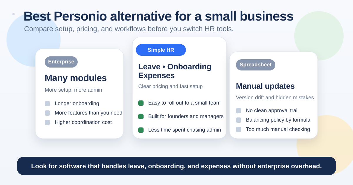 A small business HR comparison graphic